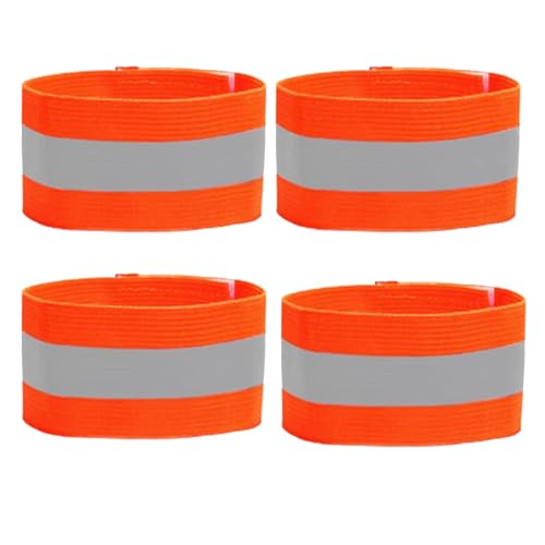 4PCS Reflective Wrist Strap 4x1.5cm Running Safety Gear Reflective Wristbands High Visibility Bike Ankle Bands Reflector Armband Self-Adhesive Reflective Bands for Walking,Night Sports Orange - color: Orange, size: 4x1.5cm