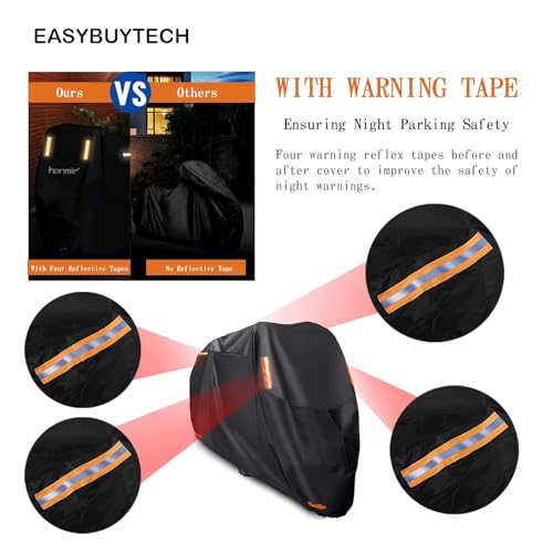 Motorcycle Cover,300D Motorbike Covers All Season Universal Weather Waterproof Outdoor UV Protection with 4 Reflective Strips & Storage Bag,3XL Motorcycles Vehicle Covers - size: 3XL(265X105X125cm)