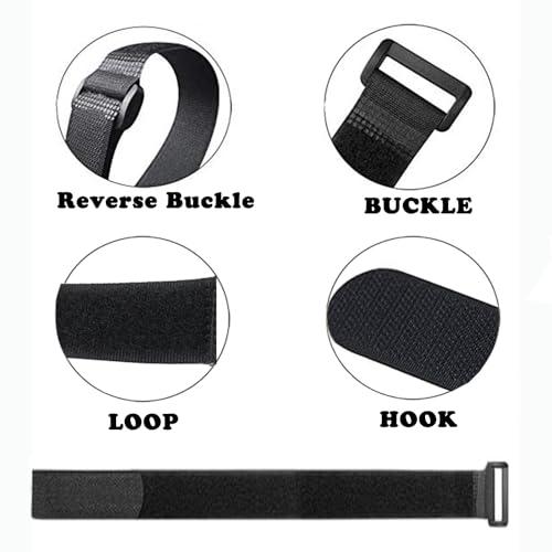 12 Pack (16 x 1 Inch) Reusable Fastening Cable Straps,Adjustable Multi-Purpose Hook and Loop Straps Nylon Cable Ties for Wire Cable Management Home Office Garage Outdoor Organization - size: 16'' x 1'' (Black)