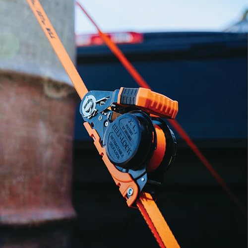 Gorilla Ratchet Tie Down Straps (2Pack) 1in x 16ft 1500lb Break Strength, Self-Locking Retractable, Heavy-Duty Orange Webbing, Gorilla-Grip Handles, Cap Locks, E-Coated Ratchets, Vinyl Hooks for Cargo - style: 1in x 16ft - 1,500lb Break (Pack of 2)