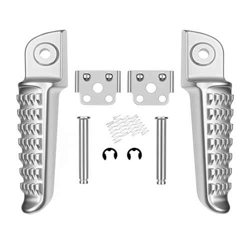 Footpegs Front and Rear Footrest Foot Pegs Compatible with Kawasaki ZX6R Z750 Z1000 ZX14 ZZR1200 ZX-10R ZX-9R, - color: Chrome#F+R