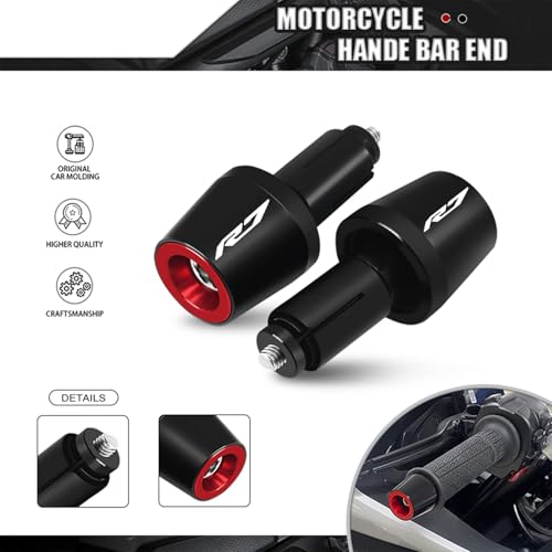 MFGZD R7 Motorcycle Bar End Plugs, CNC Aluminum Alloy Red Handlebar End Plugs Compatible With Yamaha R7 YZF-R7 - size: For R7 Red