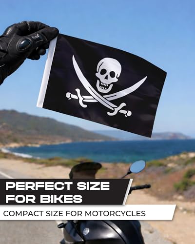AGAS Calico Jack Rackham Pirate Motorcycle Flag 6x9 inch - Double-Sided Printed 2-Ply Durable Knitted Polyester - 0.75 inch Sleeve- Fits on 3/8" Mount Pole - color: Calico Jack Rackham