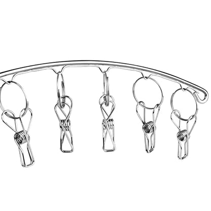 Toplife Clothes Hanger with 10 Clips, Stainless Steel, Windproof, for Drying Socks, Bras, Underwears, Baby Clothes, Hats, Scarfs, Towels, Pants and Gloves, Set of 4 (Indoors)