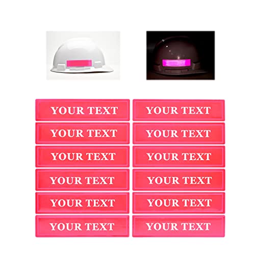Customizable Reflective Helmet Strips - Reflective Tape Stickers for Hardhats Safety - Waterproof High Visibility Stickers 12pc - color: Pink Rectangle