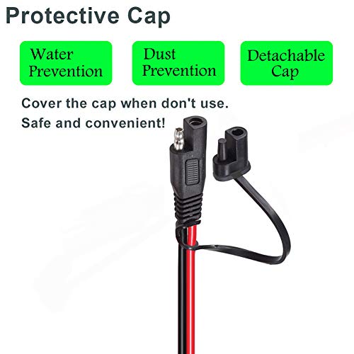 SAE Connector,SAE to O Ring Terminal Harness with 15A Protection Fuse for Safety, 2-Pin Quick Disconnect Plug,SAE Battery Extension Cable with 2FT 10AWG for Motorcycle Cars. (60CM) - size: 10AWG SAE to O Ring - 2FT