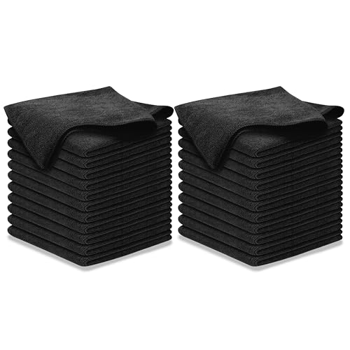 USANOOKS Premium 300GSM Microfiber Cleaning Cloth - 12.5"x12.5" High Performance - 1200 Washes, Ultra Absorbent Microfiber Towels for Cars Undercarriage, Rims & Engine Bay Cleaning - Microfiber Cloth - color: Black, size: 12.5" x 12.5" (24 pack)