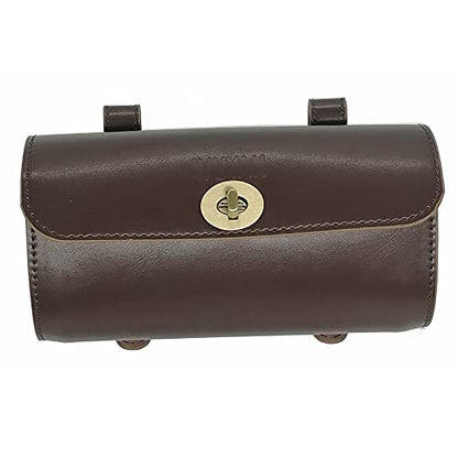 WUYAN Bike Handlebar Leather Bags Under Seat Retro Classical Mountain MTB Road Bike Leather Bag for Cell Phone， Saddle Tail Rear Pouch Seat Storage Cycling Case Carry Accessories - color: Dark brown