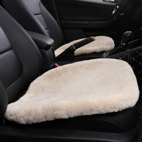 Genuine Sheepskin Car Seat Cushion Natural Fur Wool Seat Cover for Cars Trucks SUV Soft Comfort Office Chair Protector Pad Car Accessories Universal Fit - color: Pearl White