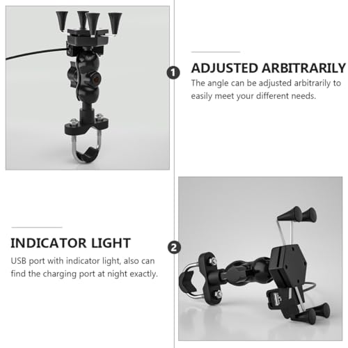 Motorcycle Phone Mount with USB Charger, X-Shaped Anti-Shake Phone Holder for Electric Bike Navigation and Quick Charging on Handlebar
