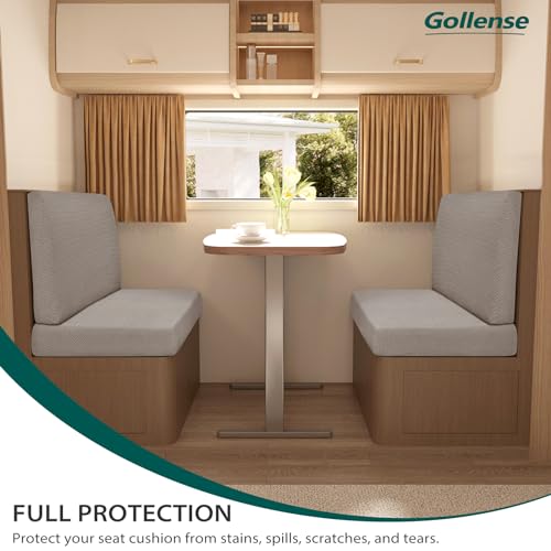 Gollense RV Dinette Cushion Covers, Stretch Camper Dinette Cushion Covers, Sectional Replacement RV Seat Covers for Travel Trailer Couch - Includes 2 Backrest Cover & 2 Bench Cover (T-Khaki) - color: T-khaki