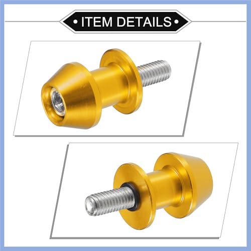 1 Pair Swingarm Spools, 8mm M8x1.25 CNC Swing Arm Spools Sliders Stand Universal for Motorcycle Durable Aluminum Gold Tone Stable