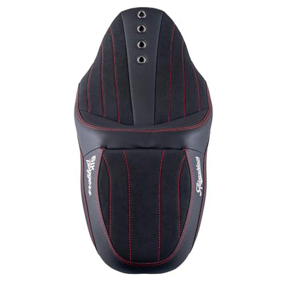 Advanblack SIK Baggers Touring Seat with Custom Stitching for 2009–2023 Harley Road Glide, Street Glide, Road King & Electra Glide，Gel-Lab Cushion, Synthetic Suede, No Backrest Slot (Red Stitching) - color: Red Stitching