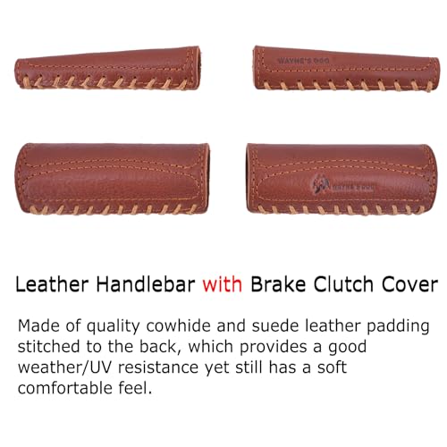 Leather Motorcycle Handlebar Grip Covers, No Fringe Brake Clutch Covers for HD Motorcycles - color: Brown: Handlebar + Lever Cover