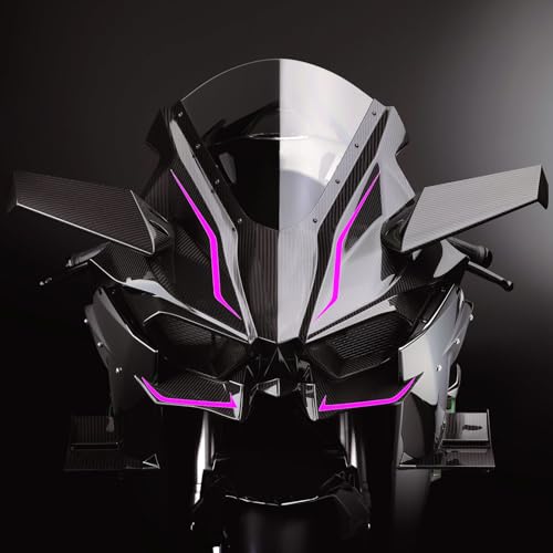 Awonderful Motorcycle Fairing Sticker Decal, Reflective Vinyl Decal with Strong Stickiness for Kawasaki Ninja400 H2 H2SX,4 Pcs Per Set (Lavender) - color: Lavender