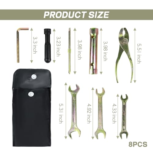 8PCS Motorcycle Repair Tool Kit, Includes Pliers, Double Head Spark Plug Socket, Screwdriver, Wrench, Spanner, Portable Motorcycle Maintenance Tools with Storage Bag, Universal Fit