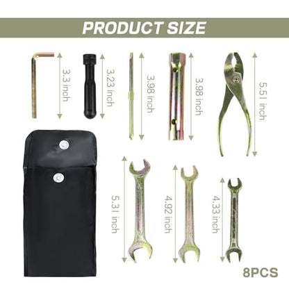 8PCS Motorcycle Repair Tool Kit, Includes Pliers, Double Head Spark Plug Socket, Screwdriver, Wrench, Spanner, Portable Motorcycle Maintenance Tools with Storage Bag, Universal Fit