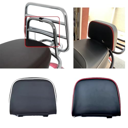 Motorcycle Passenger Backrest Pad Compatible with Vespa GTS300 GTV Primavera Sprint 150 Rear Shelf Backrest Bag Luggage Rack Backrest Pad Backrest Pad Rear Backrest Cushion (Red) - color: Red