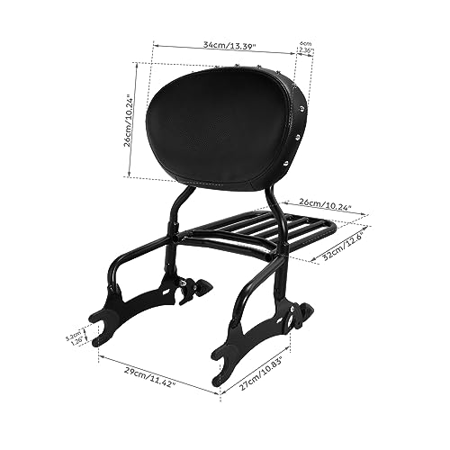 SLMOTO Motorcycle Quick Release Sissy Bar Passenger Backrest Pad Luggage Rack for Indian Chieftain Limited 2017-2022 Chieftain Classic 2018-2020 - color: Black Backrest + Black Sissy Bar