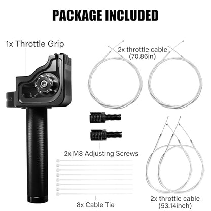 Universal 7/8" Big Twist Throttle Assembly, Dual Push-Pull Cable with Transparent Window for 110-650cc Dirt Pit Bike, Motocross, ATV & Quad, CNC Aluminum Quick Twister Throttle Grip (Black) - color: Black