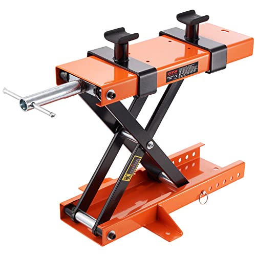 VEVOR Motorcycle Lift, 1100 LBS Motorcycle Center Scissor Lift Jack with Saddle & Safety Pin, Steel Motorcycle Jack Hoist Stand for Street Bikes, Cruiser Bikes, Touring Motorcycles