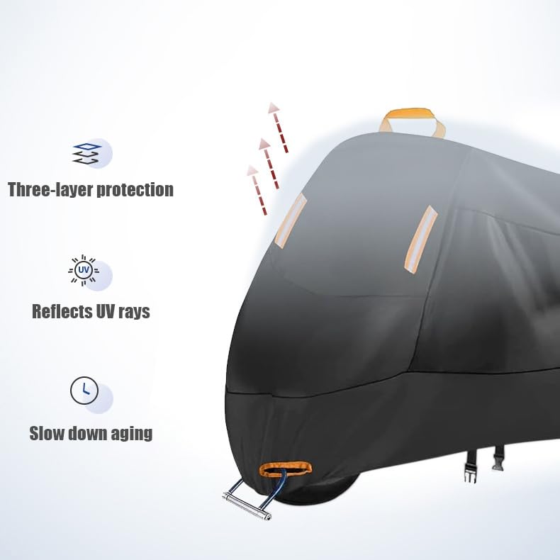 Motorcycle Cover for Husqvarna Svartpilen 401 Vitpilen 401, 420D Heavy Duty Watertight Motorcycle Cover All Weather Outdoor Protection with Lock Holes Night Reflective