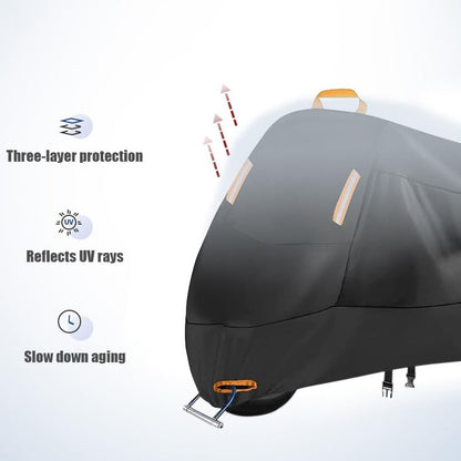 Motorcycle Cover for Husqvarna Svartpilen 401 Vitpilen 401, 420D Heavy Duty Watertight Motorcycle Cover All Weather Outdoor Protection with Lock Holes Night Reflective