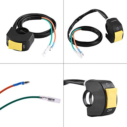 Motorcycle Handlebar Mount Switch, Universal 12V 10A 7/8inch Mount LED Headlight On/Off Switch with Button(Yellow)