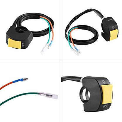 Motorcycle Handlebar Mount Switch, Universal 12V 10A 7/8inch Mount LED Headlight On/Off Switch with Button(Yellow)