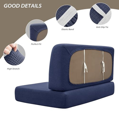 Gollense RV Dinette Cushion Covers Set of 2, Waterproof Stretch Camper Cushion Covers, Sectional Replacement RV Seat Covers for Trailer Couch, Includes 2 Backrest Cover & 2 Bench Cover (Navy) - color: Navy