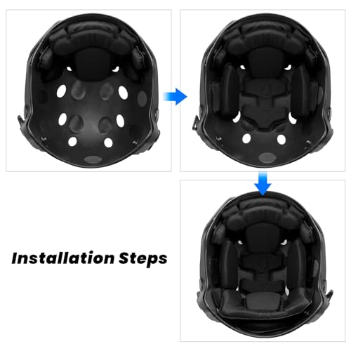 Tactical Helmet Pads - Universal Replacement Internal Memory Foam Pad Inserts for ACH, MICH, EXF Helmets - color: 3rd-Black