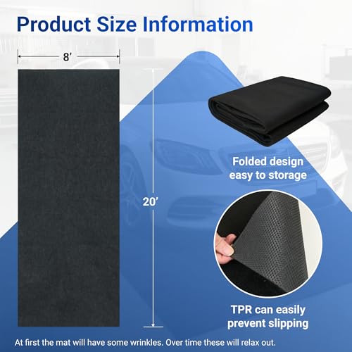 FLEXIMOUNTS 20' x 8' Garage Floor Mat Oil Spill Mat with Waterproof Slip-Resistant Backing, Waterproof Rubber Backing Floor Protection Shop Toolbox Containment Carpet, Absorbent, Slip-Resistant - size: 20' x 8' w/ Rubber Backing