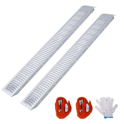 960lbs Capacity Loading Ramps for Pickup Trucks, Steel Motorcycle Ramp, Dirt Bike Ramp for Truck, Lawn Mower, Snowblower, ATV, Quad, Pack of 2,with 2pcs tie Straps,1pair Gloves (66" L-1) - size: 66" L-1