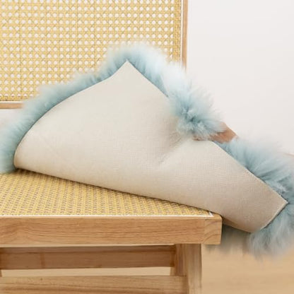 LLB Sheepskin Chair Cushion Non-Slip Back Square Genuine Fur Chair Cover Silky Natural Wool Seat Cushion Pad Soft Area Rugs Carpet for Home Office Restaurant Chair 18x18 Inch (Pack of 1), Milky Mint - color: Milky Mint, size: 18x18 Inch (Pack of 1)