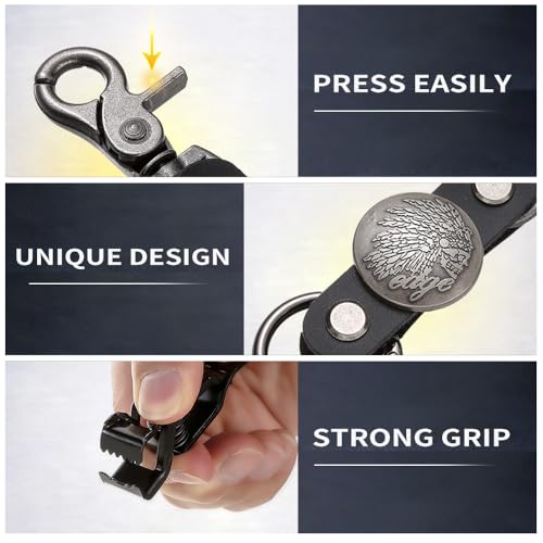 Heavy Duty Glove & Hat Clip with Carabiner, All-Metal Spring Clamp Work Glove Holder for Tool Belt, Harness, Backpack - style: Leather
