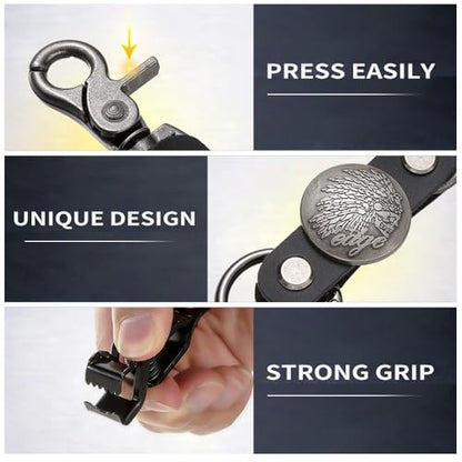 Heavy Duty Glove & Hat Clip with Carabiner, All-Metal Spring Clamp Work Glove Holder for Tool Belt, Harness, Backpack - style: Leather