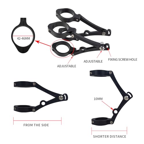 5.75inch CNC Motorcycle Headlight Housing Aluminum Alloy Bucket with CNC Side Mounting Bracket 42-46MM Fork Tube Holder Clamps for Motorcycle - size: 46