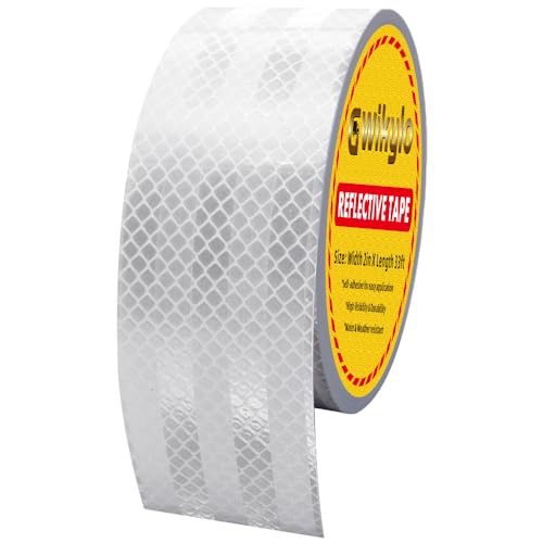 White Reflective Tape 2 Inch x 33 Ft Stripe Reflector Tape Outdoor Waterproof Safety Tape for Bike, Trailer,Truck,Warming Signs,Conspicuity Markings… - color: White Strip, size: 2 Inch x 33 Ft