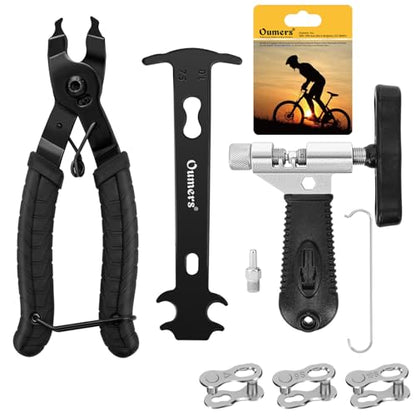 Oumers Bike Chain Repair Tools Set, Bicycle Chain Break Tool, Master Link Pliers, Bike Wear Checker Indicator Opener Closer Remover Pliers - color: Black