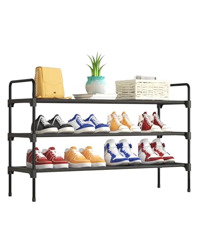 Kitsure Shoe Rack for Closet, Sturdy and Long-Lasting Shoe Shelf, Shoe Rack for Entryway, Personalized DIY Shoe Organizer, Shoe Rack Organizer for Space-Saving, 36.2" x 11.8" x 23.6", Black - color: Black, size: 36.2" Wide - 3 Tier