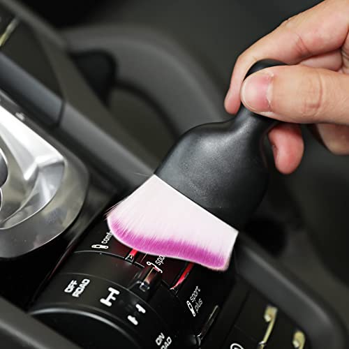 AOCISKA Car Interior Detailing Brush,Soft Bristle Cleaning Brush Car Detailing Brush Dusting Brush,Car Interior Cleaning Tool,Auto Detail Brush Car Dash Duster Brush (Black&Purple) - color: Black&purple
