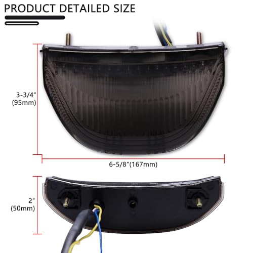 JMTBNO motorcycle Smoked LED Tail Light, 12V Motorcycle Brake Lights with LED Turn Signals Compatible with 2003-2006 Honda CBR600RR, 2004-2007 CBR1000RR - color: Smoke-CBR