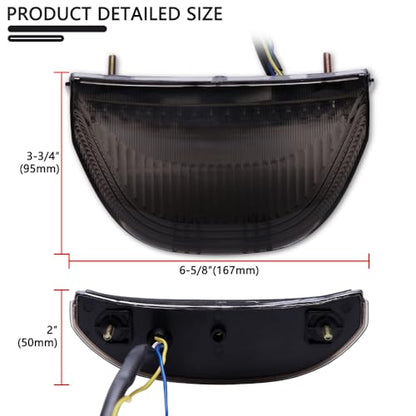 JMTBNO motorcycle Smoked LED Tail Light, 12V Motorcycle Brake Lights with LED Turn Signals Compatible with 2003-2006 Honda CBR600RR, 2004-2007 CBR1000RR - color: Smoke-CBR