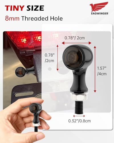 Small Round LED Turn Signals Motorcycle Brake Tail Lights Rear Blinkers Black Red Amber Light Universal for Cruiser Bobber Street Bike Cafe Racer Motorbikes (A-Black-Amber&Red) - color: A-Black-Amber&Red