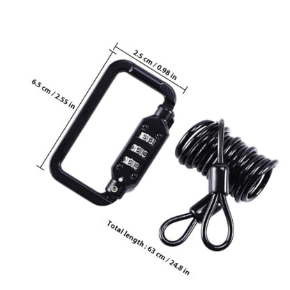 ABOOFAN Bike Helmet Lock Cable with Combination Code Security, Lightweight Alloy Spring Steel Wire for Motorcycle and Bicycle, Portable Outdoor Safety Helmet Lock in Black