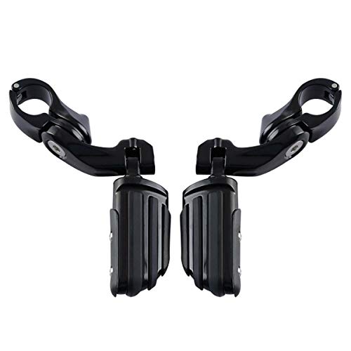 TCMT Highway Pegs Fit For Harley Softail Sportster Electra Road Glide Road King Street Glide with 1.25" Engine Guard 1 1/4 Highway Bar - color: Black, size: Style C Short Angled