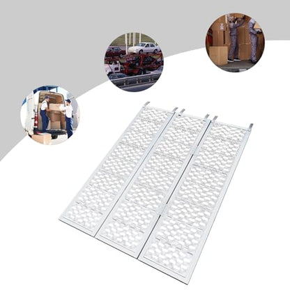 Loading Truck Ramps, Heavy Duty Motorcycle Ramps, Folding Ramps,1500 lbs Aluminum Alloy Loading Ramp,Trailers Ramp with Load Straps, for ATV/Motorcycles/Trucks,Silver (77" Lx54 W/Style A)