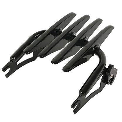 TCT-MOTORPARTS Black Detachable Backrest Sissy Bar Luggage Rack Docking Hardware Kits Fit for Harley Road King Glide treet Glide 14-25 - color: Black #5(2014-2025)