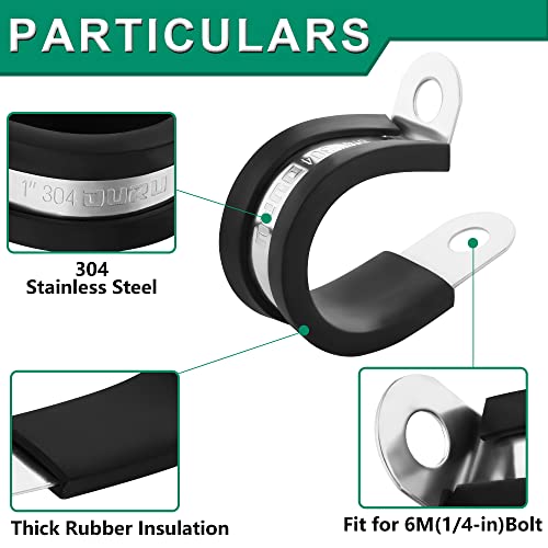 OURU 46PCS Cable Clamps Assortment Kit,Stainless Steel Rubber Coated Cushioned Insulated Cable Clamp,Automotive Wire Clamps,Pipe Clamps,Metal Clamp in 6 Sizes—1/2'' 1'' 1-1/4'' 1-1/2'' 1-3/4'' 2'' - size: 46pcs - 1/2", 1", 1-1/4", 1-1/2", 1-3/4", 2"