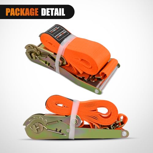 Nilight E-Track Ratchet Straps 2 Pack 2" x 12' Heavy Duty Orange Cargo Tie-Downs 4400 lbs Breaking Strength Standard E Track accessories Tie Down E-Track Spring Fittings for Cargo Vans Trucks Trailers - color: 2" x 12' E-Track Ratchet Straps